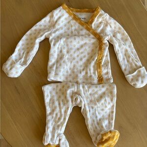 Carter's White Baby Kimono Set with Mustard Trim and Dot Print